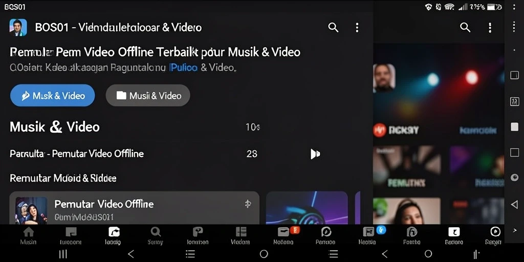 Antarmuka BOS01 yang intuitif untuk pemutar video offline.
