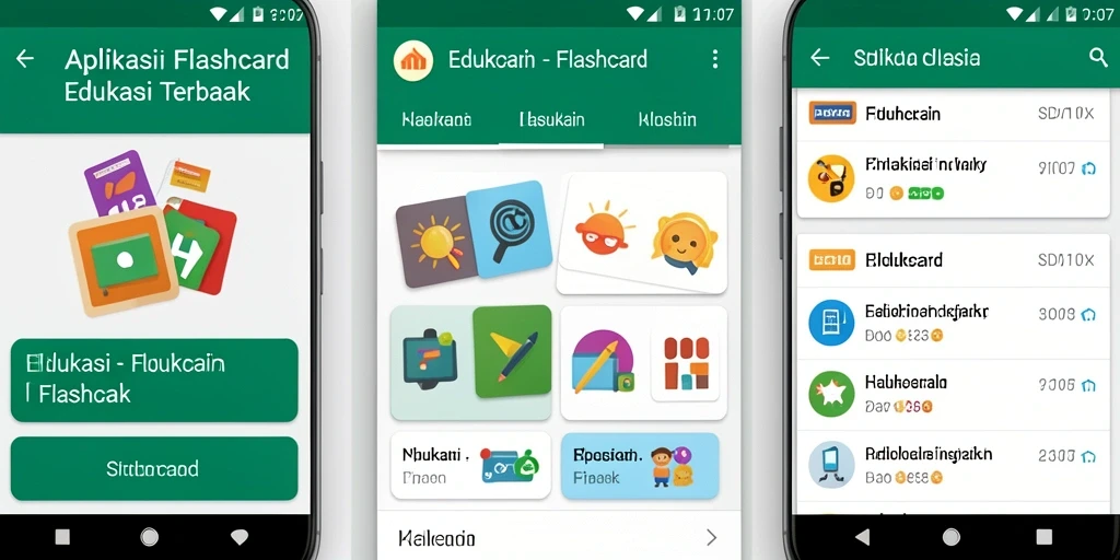 Antarmuka aplikasi SD107 dengan tampilan flashcard yang menarik.