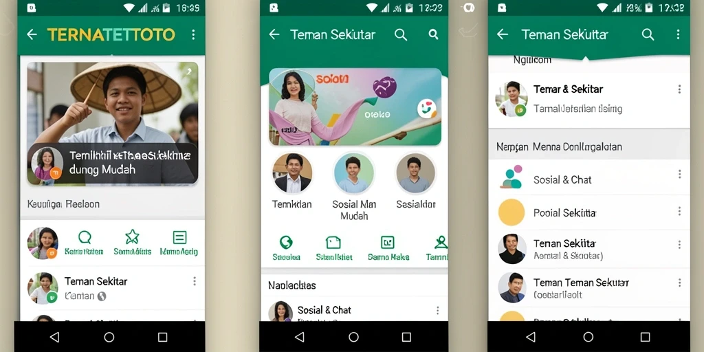 Antarmuka pengguna TERNATETOTO yang intuitif untuk menemukan teman baru.