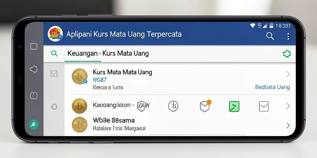 Antarmuka sederhana dan informatif aplikasi Kurs Mata Uang WG87.
